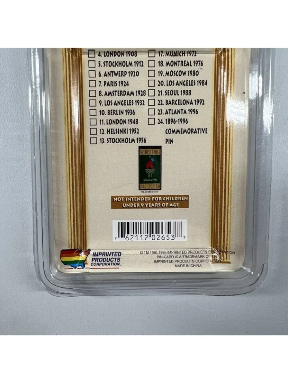 NEW VINTAGE 1996 Centennial Collection Olympic Games Pin on Card Amsterdam 1928